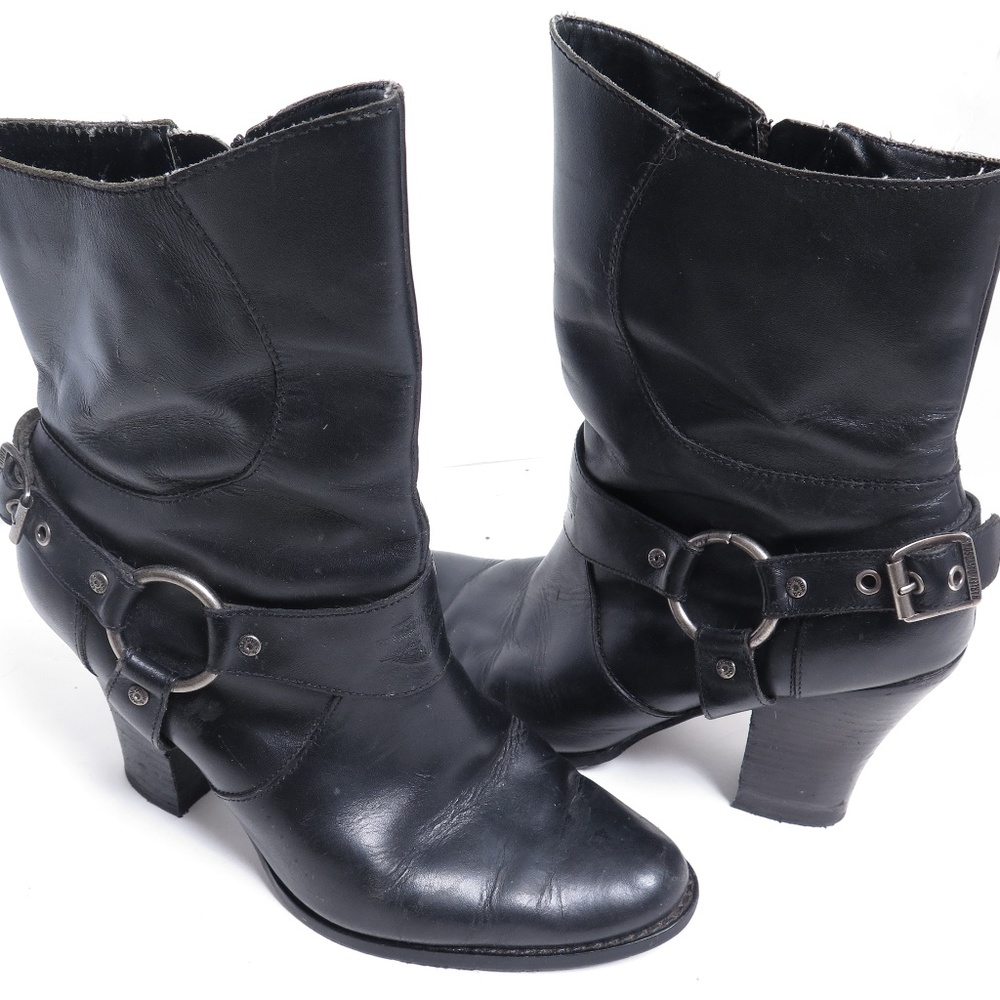 Black Leather Harley‎ Davidson Motorcycle Boots 8.5